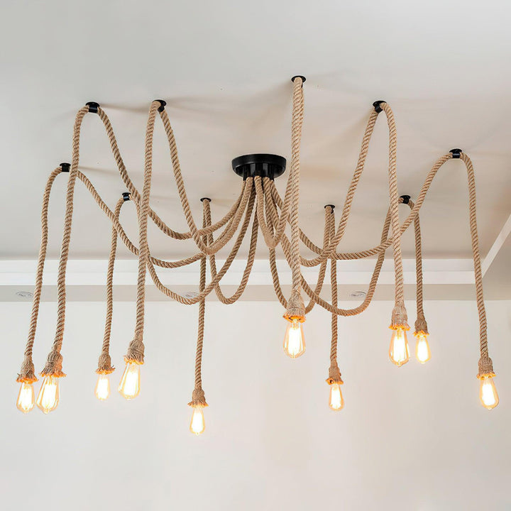 Hemp Rope Scattered Flower Chandelier - Vakkerlight