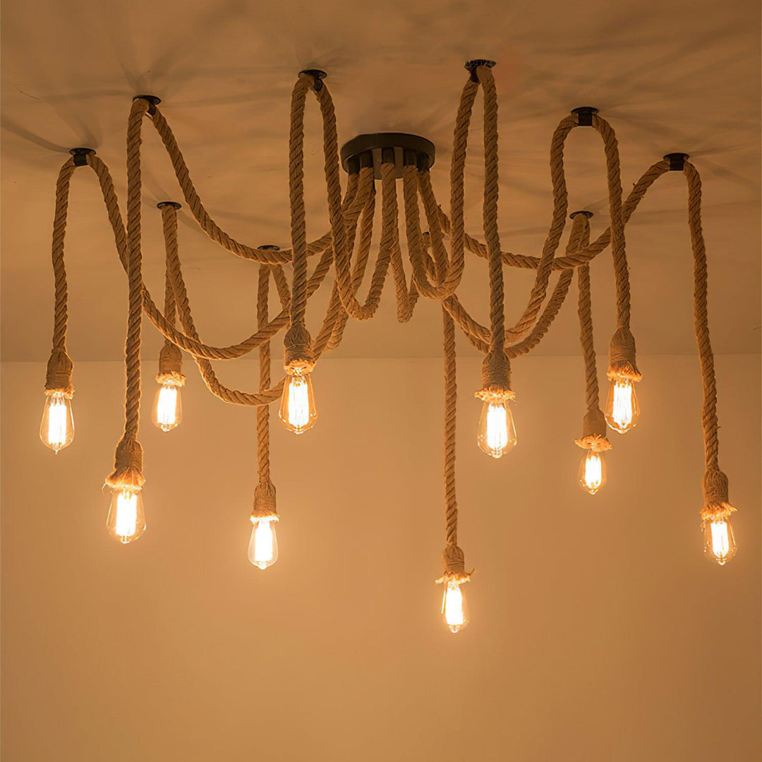 Hemp Rope Scattered Flower Chandelier - Vakkerlight