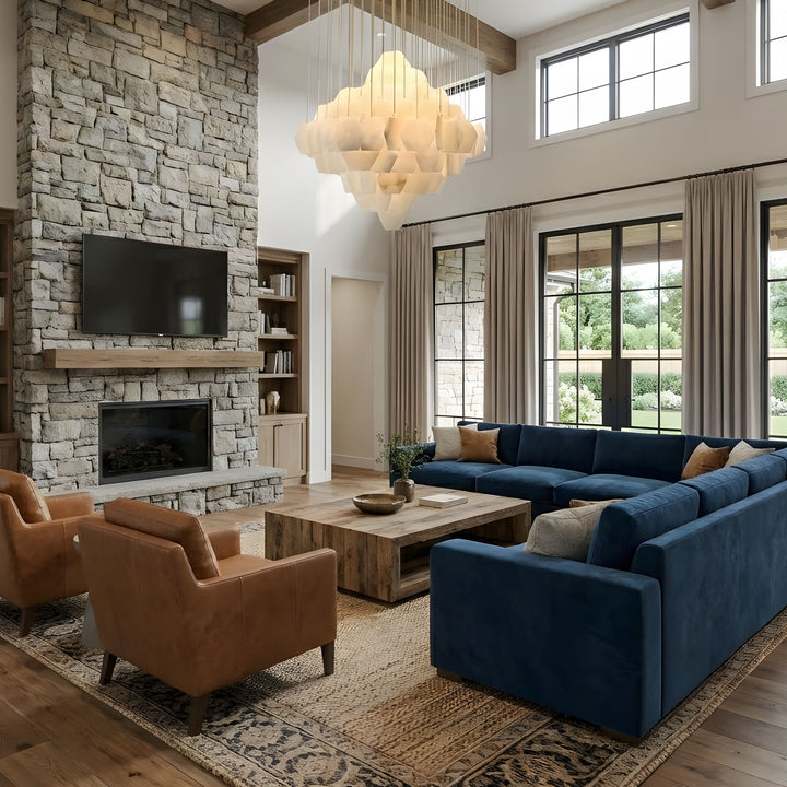 Hexa Alabaster Cascade Chandelier