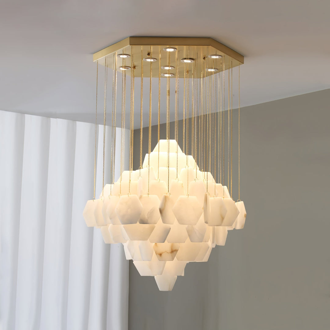 Hexa Alabaster Cascade Chandelier - Vakkerlight
