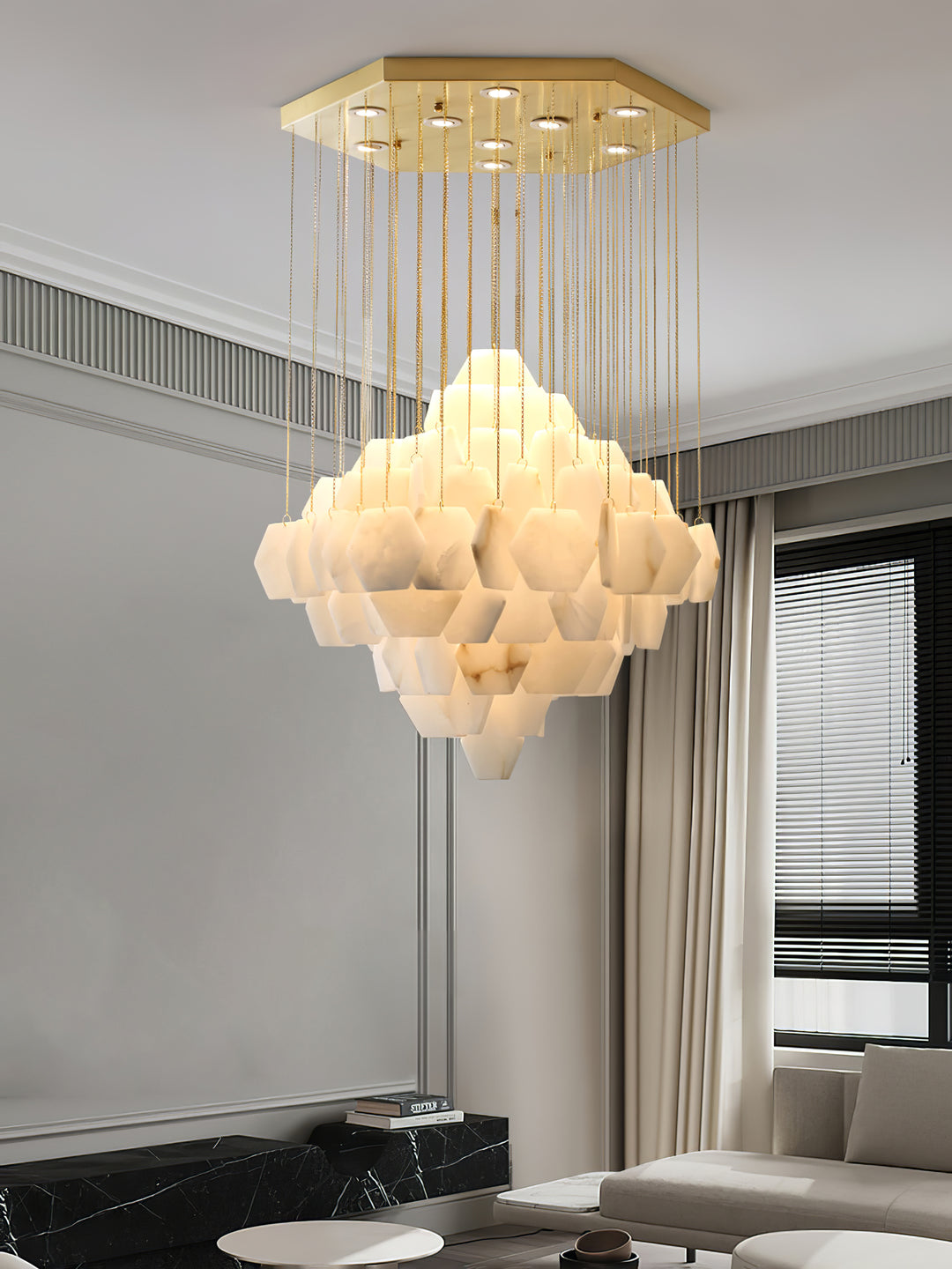 Hexa Alabaster Cascade Chandelier - Vakkerlight