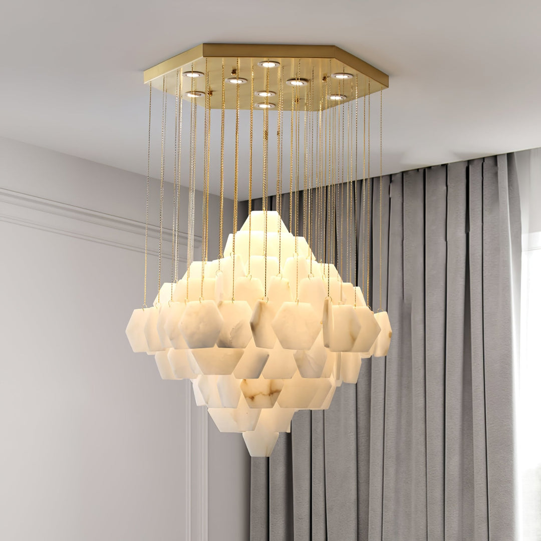 Hexa Alabaster Cascade Chandelier - Vakkerlight