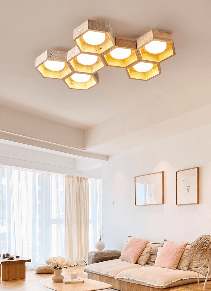 Honeycomb Travertine Ceiling Lamp - Vakkerlight
