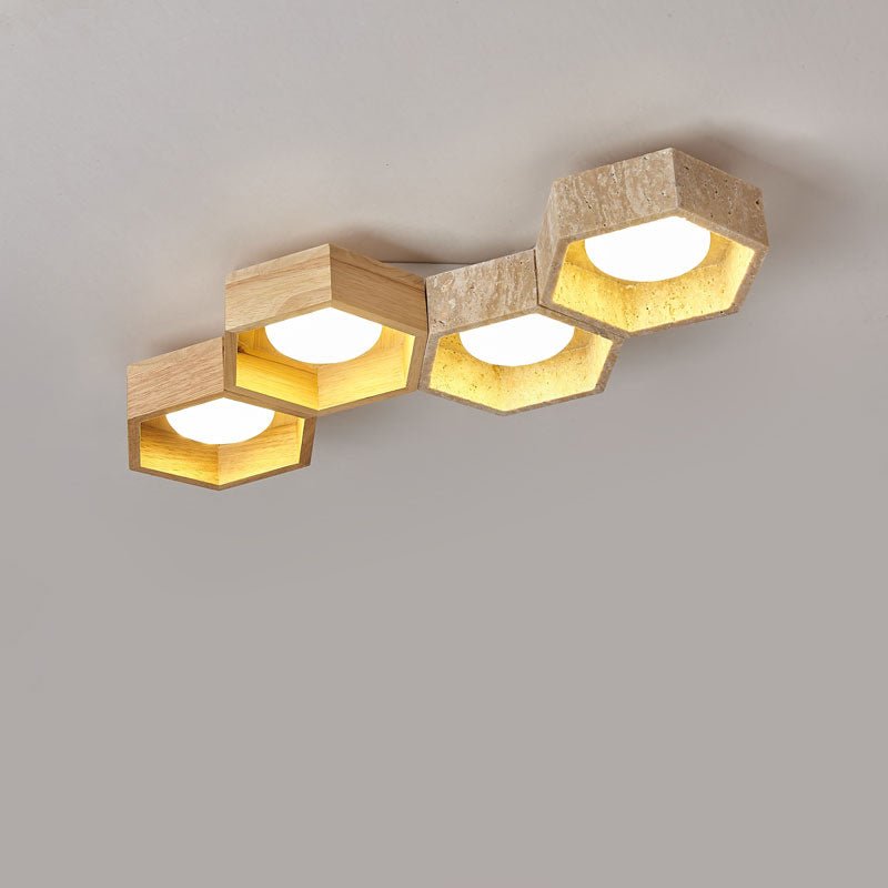 Honeycomb Travertine Ceiling Lamp - Vakkerlight