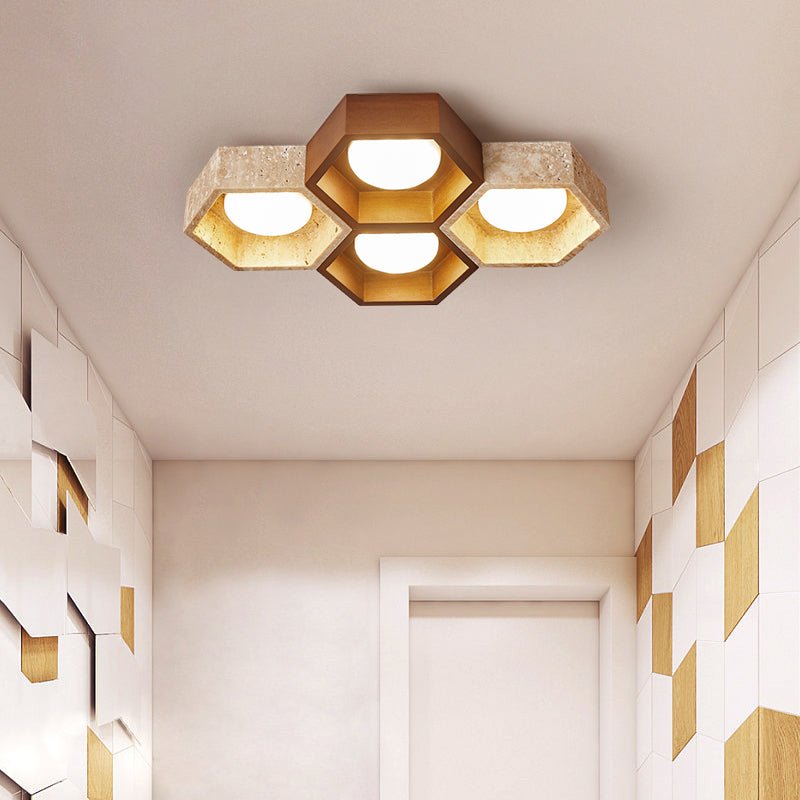 Honeycomb Travertine Ceiling Lamp - Vakkerlight