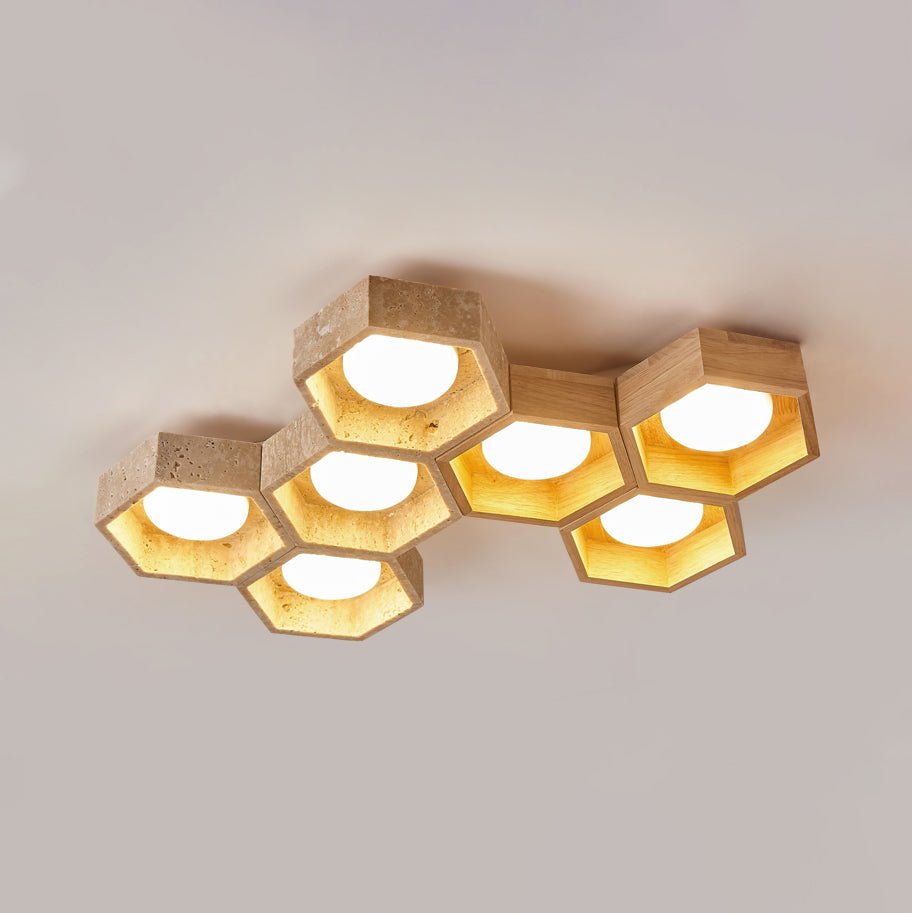 Honeycomb Travertine Ceiling Lamp - Vakkerlight