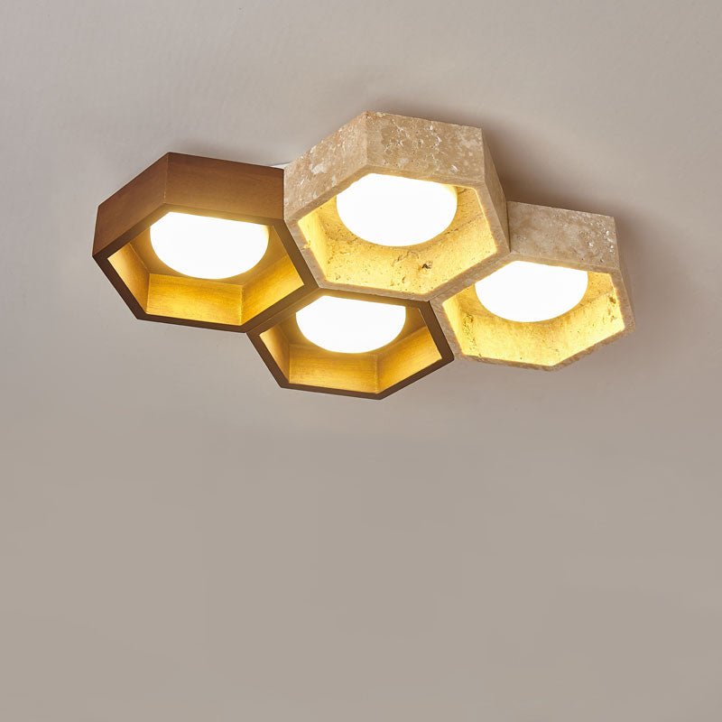 Honeycomb Travertine Ceiling Lamp - Vakkerlight