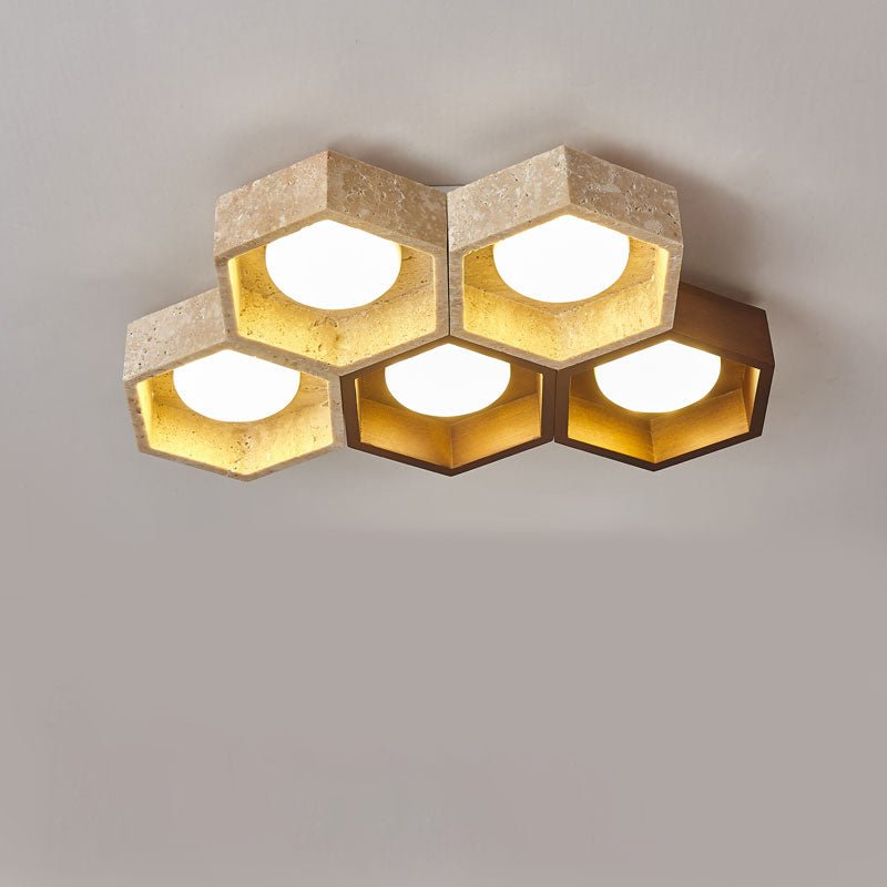 Honeycomb Travertine Ceiling Lamp - Vakkerlight