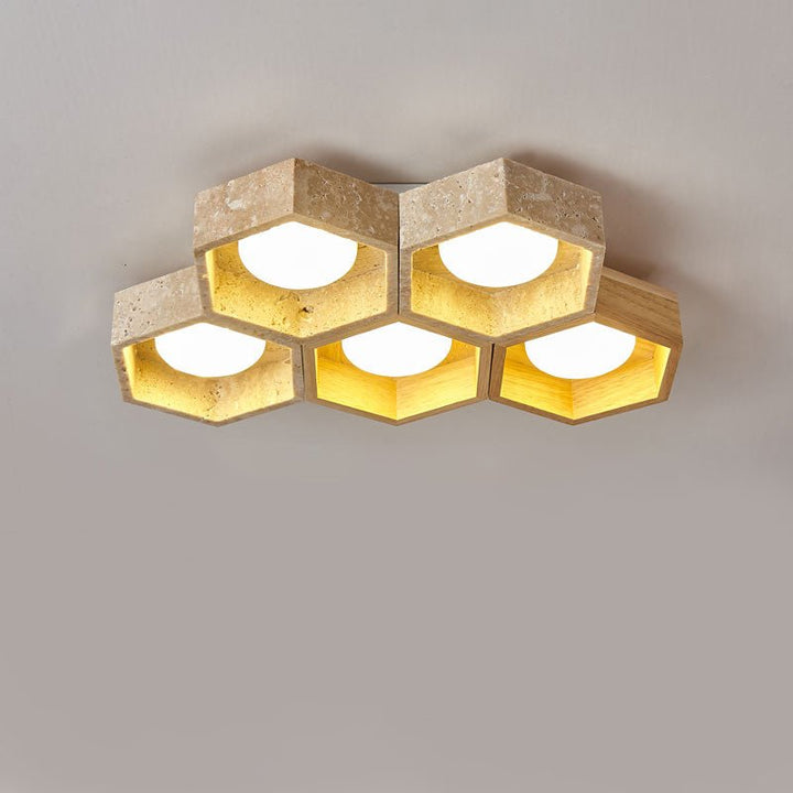 Honeycomb Travertine Ceiling Lamp - Vakkerlight