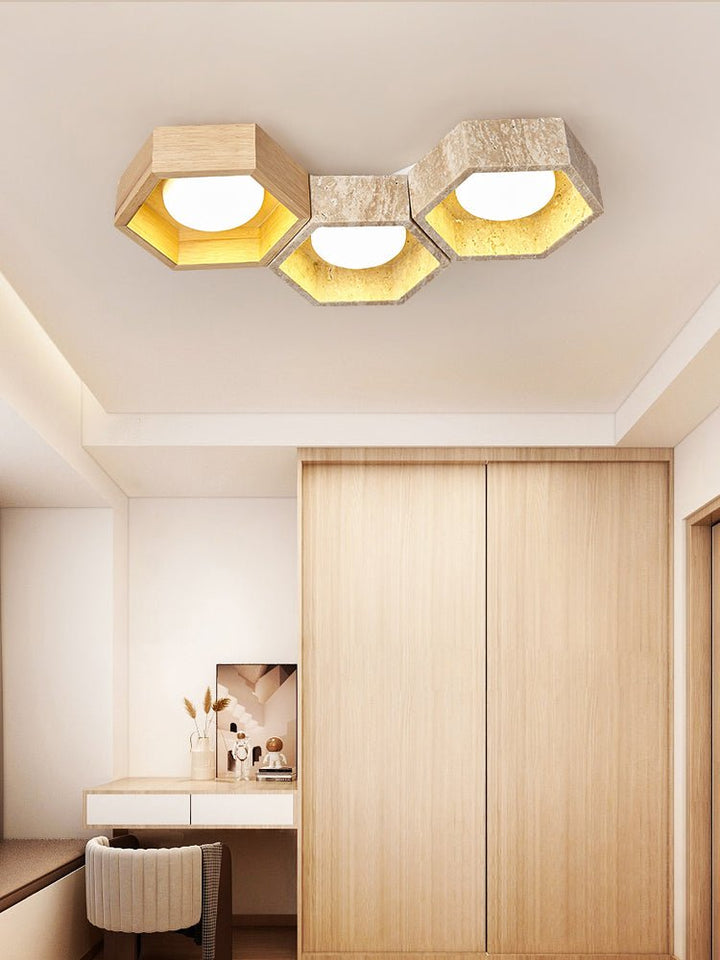 Honeycomb Travertine Ceiling Lamp - Vakkerlight