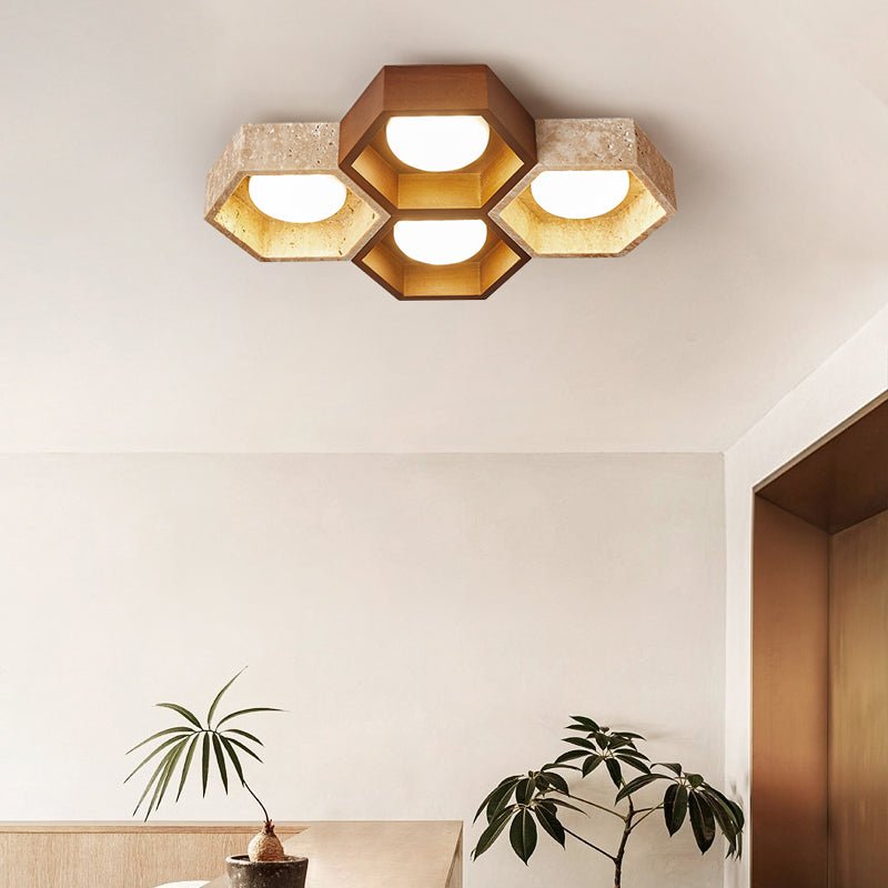 Honeycomb Travertine Ceiling Lamp - Vakkerlight