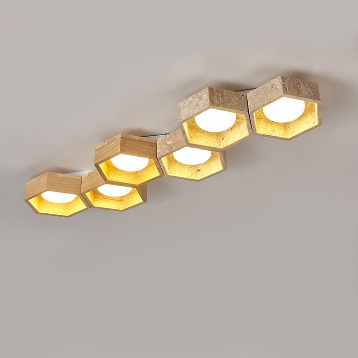 Honeycomb Travertine Ceiling Lamp - Vakkerlight