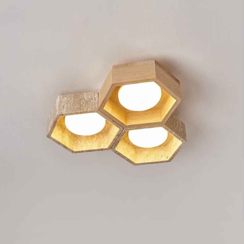 Honeycomb Travertine Ceiling Lamp - Vakkerlight