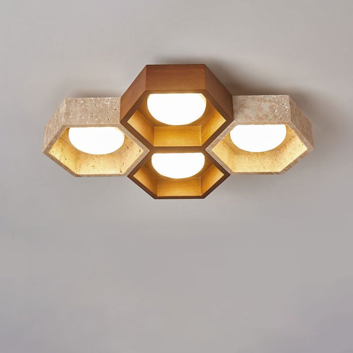 Honeycomb Travertine Ceiling Lamp - Vakkerlight