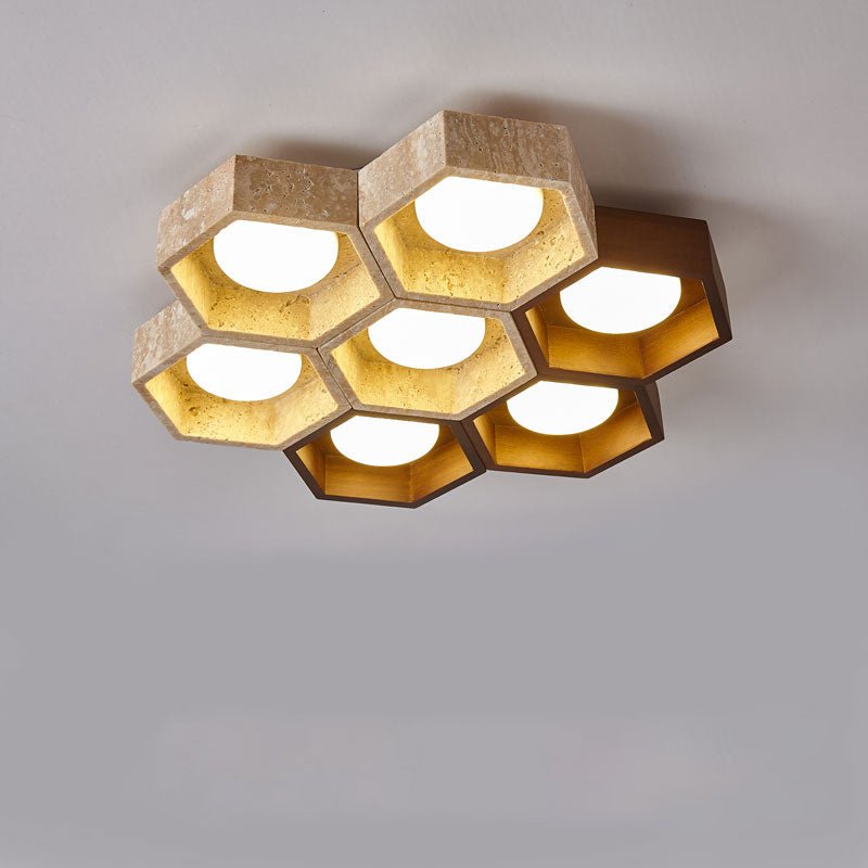 Honeycomb Travertine Ceiling Lamp - Vakkerlight