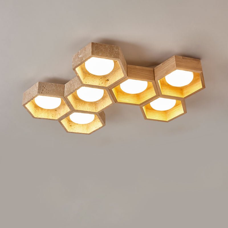 Honeycomb Travertine Ceiling Lamp - Vakkerlight