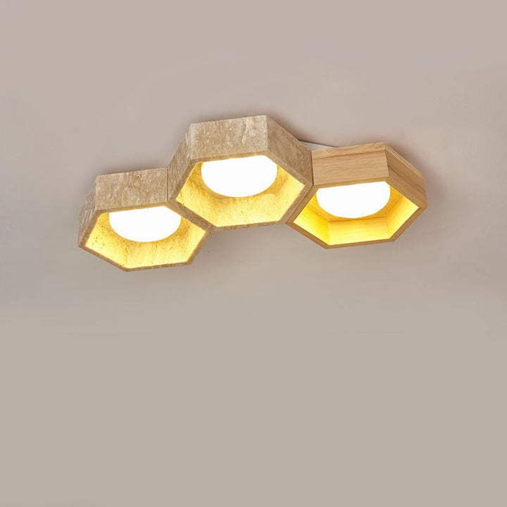 Honeycomb Travertine Ceiling Lamp - Vakkerlight