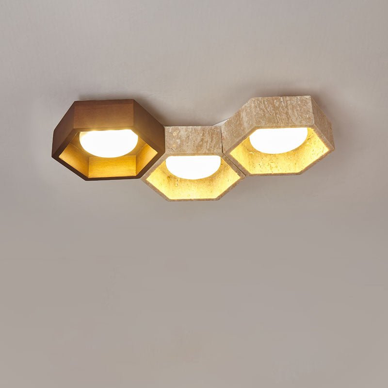 Honeycomb Travertine Ceiling Lamp - Vakkerlight