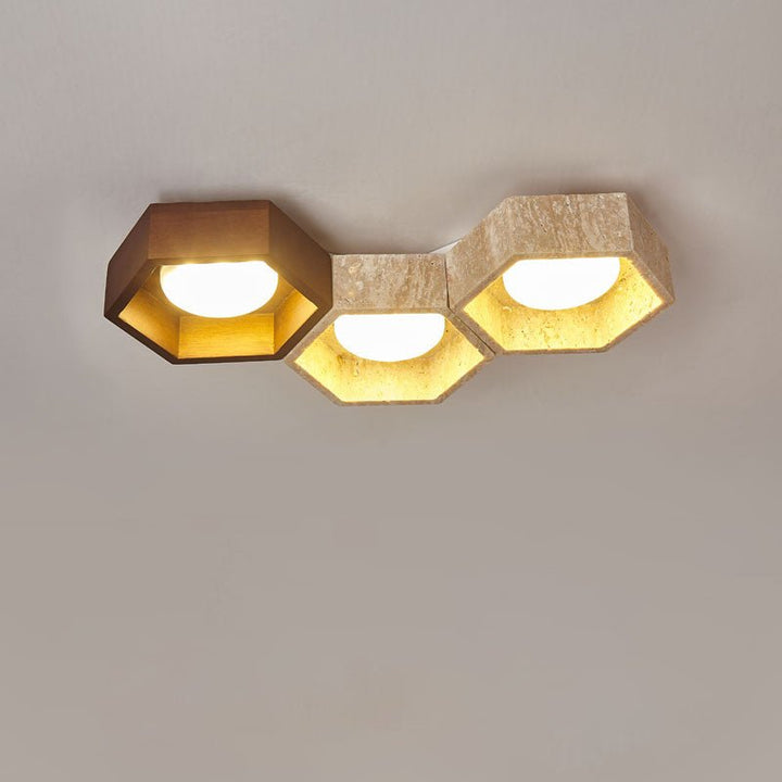 Honeycomb Travertine Ceiling Lamp - Vakkerlight