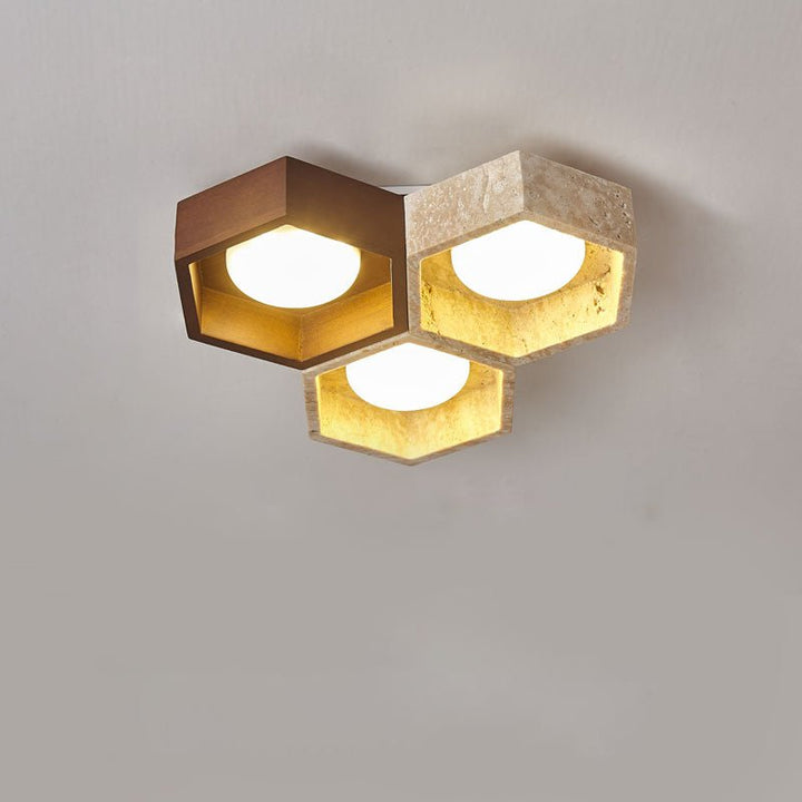 Honeycomb Travertine Ceiling Lamp - Vakkerlight