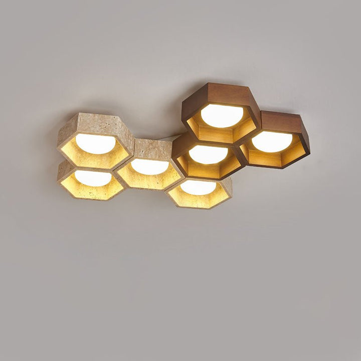 Honeycomb Travertine Ceiling Lamp - Vakkerlight