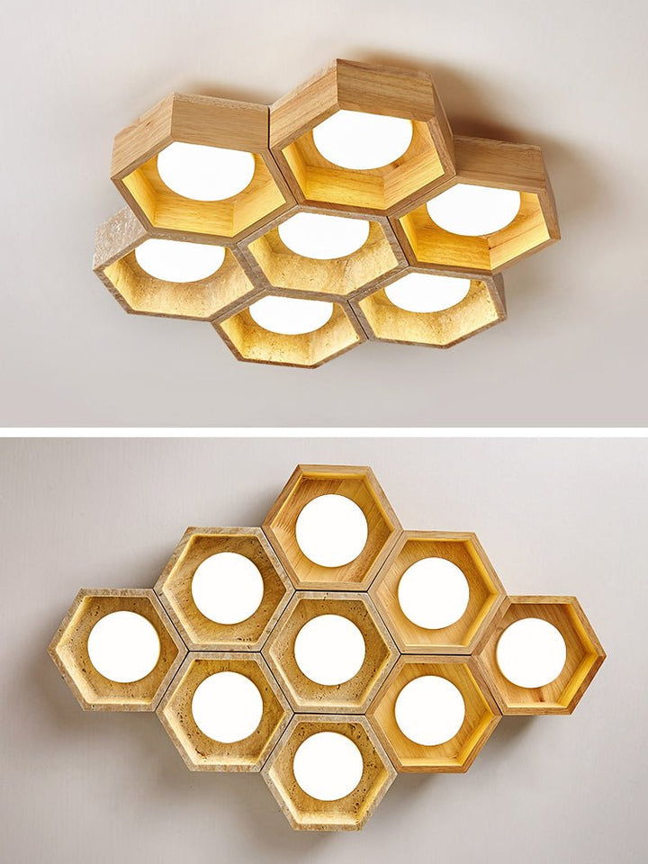 Honeycomb Travertine Ceiling Lamp - Vakkerlight