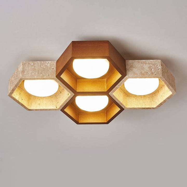 Honeycomb Travertine Ceiling Lamp - Vakkerlight