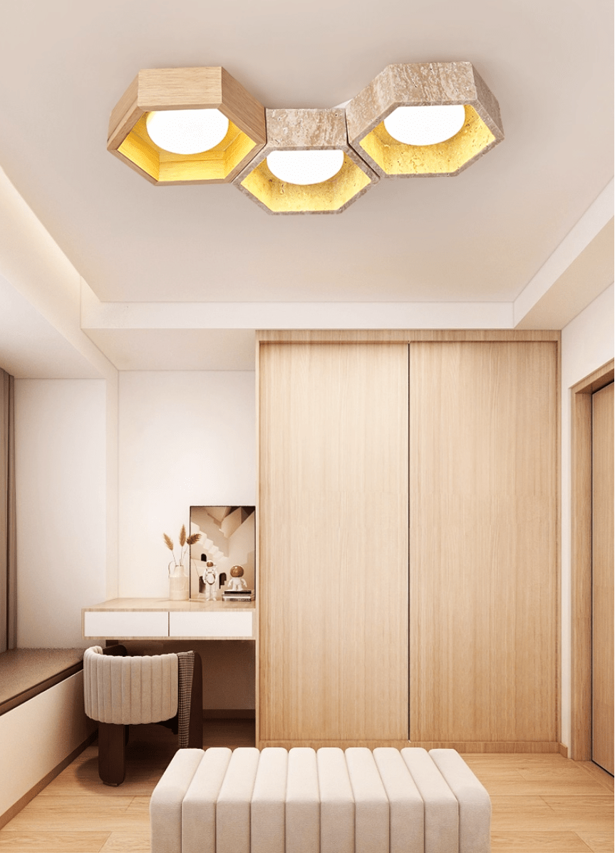 Honeycomb Travertine Ceiling Lamp - Vakkerlight