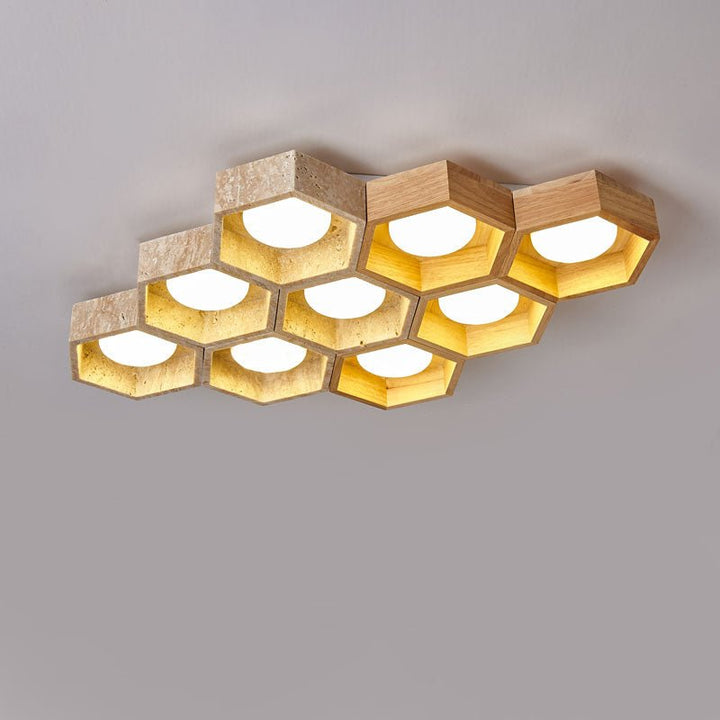 Honeycomb Travertine Ceiling Lamp - Vakkerlight