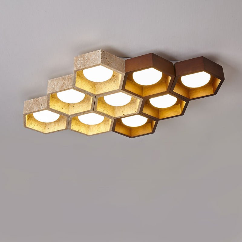 Honeycomb Travertine Ceiling Lamp - Vakkerlight