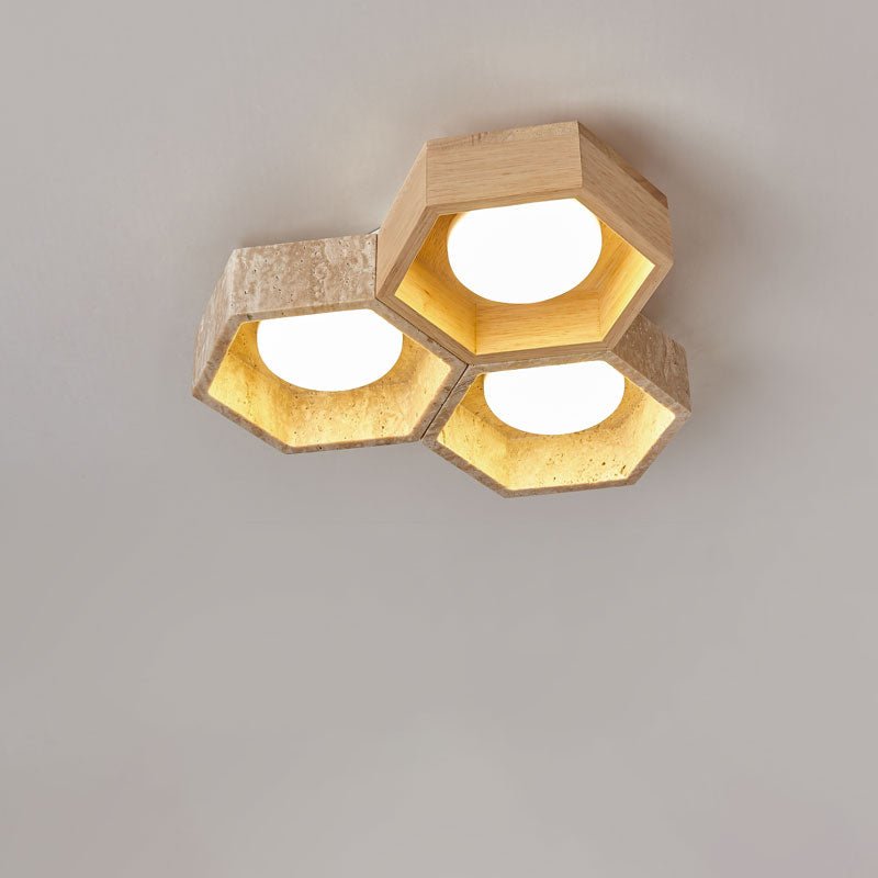 Honeycomb Travertine Ceiling Lamp - Vakkerlight