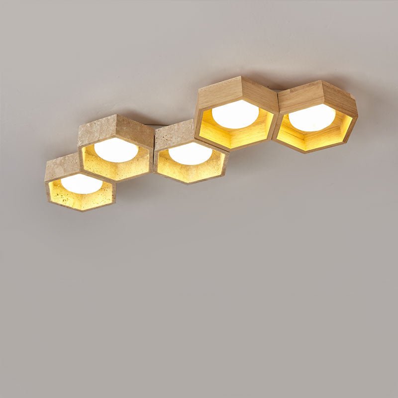 Honeycomb Travertine Ceiling Lamp - Vakkerlight