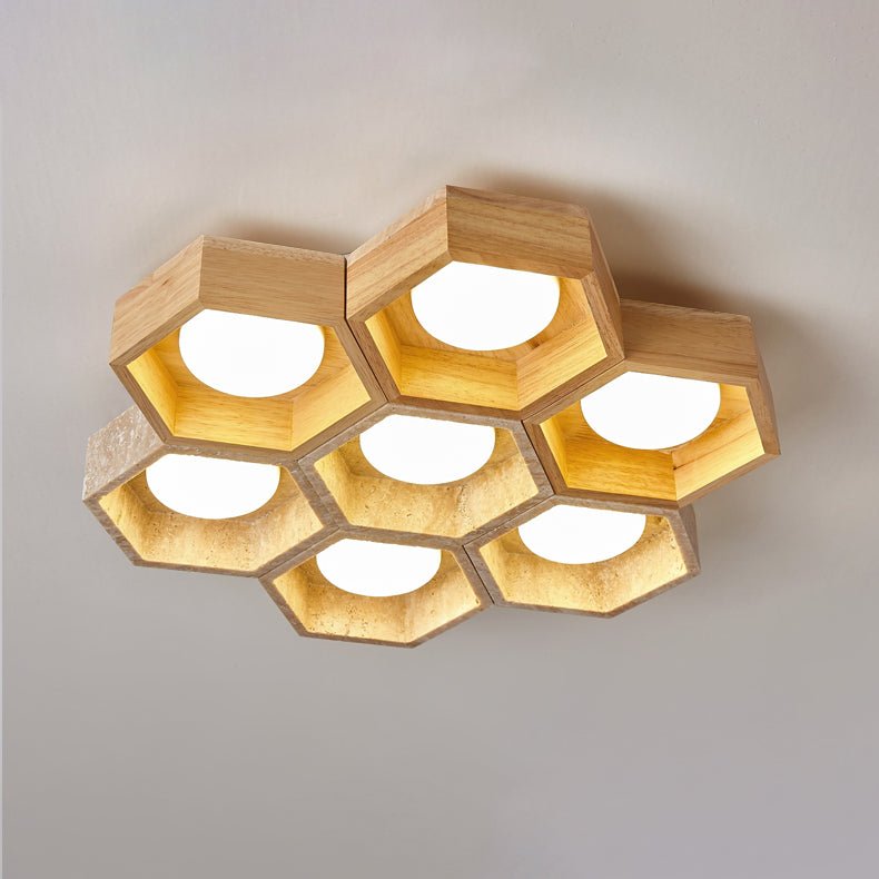Honeycomb Travertine Ceiling Lamp - Vakkerlight