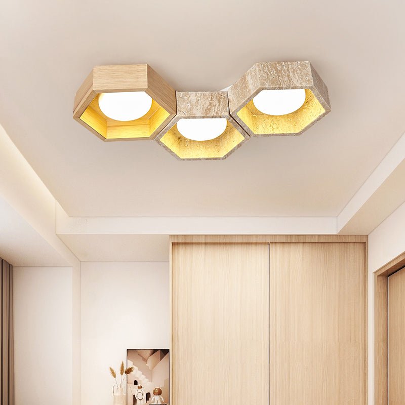 Honeycomb Travertine Ceiling Lamp - Vakkerlight