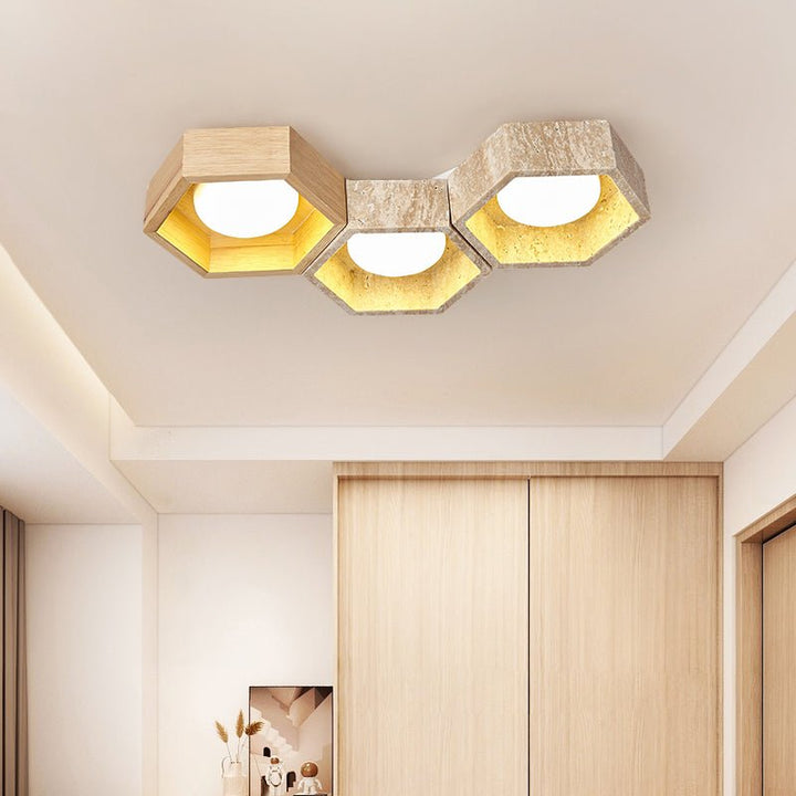 Honeycomb Travertine Ceiling Lamp - Vakkerlight