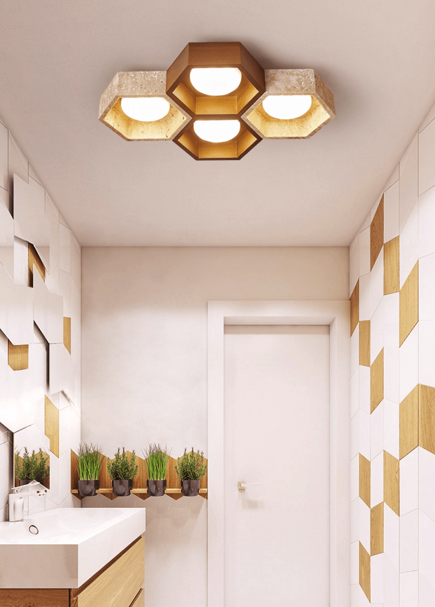 Honeycomb Travertine Ceiling Lamp - Vakkerlight