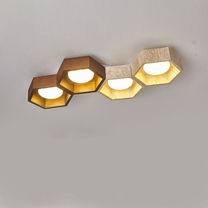 Honeycomb Travertine Ceiling Lamp - Vakkerlight