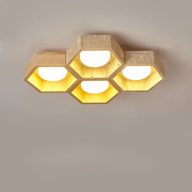 Honeycomb Travertine Ceiling Lamp - Vakkerlight