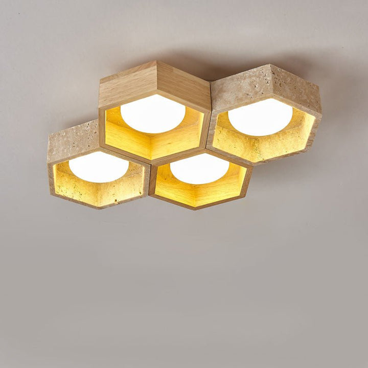 Honeycomb Travertine Ceiling Lamp - Vakkerlight