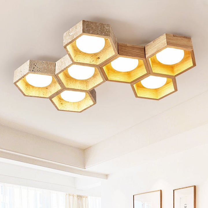 Honeycomb Travertine Ceiling Lamp - Vakkerlight