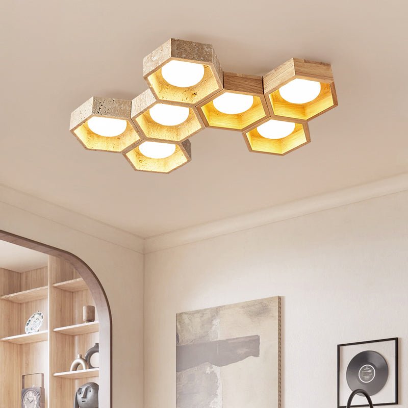 Honeycomb Travertine Ceiling Lamp - Vakkerlight