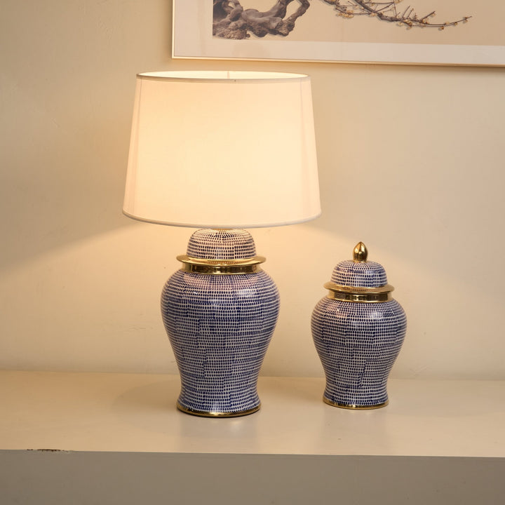 Indigo Dot Patterned Ceramic Table Lamp - Vakkerlight