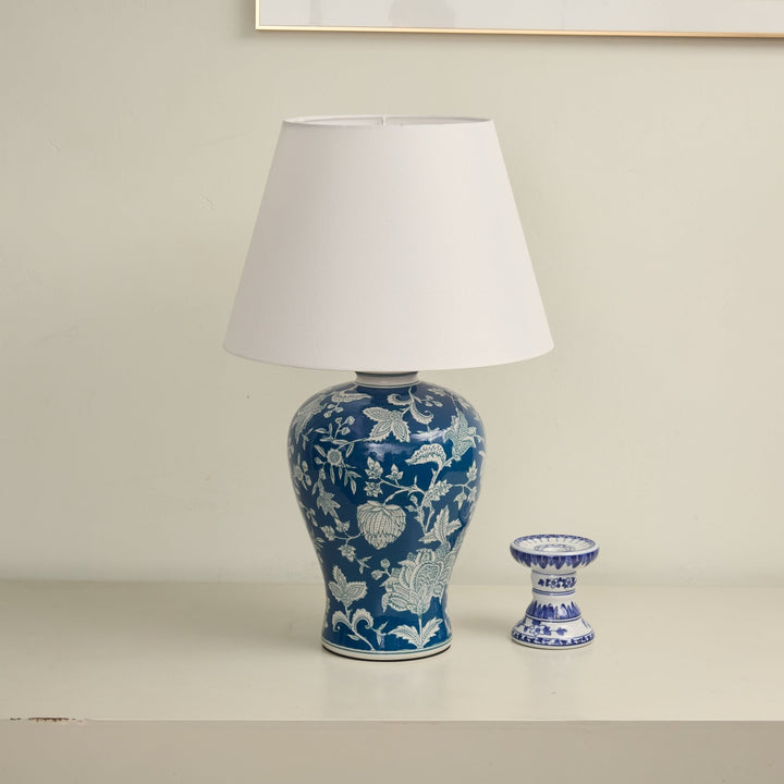 Indigo Floral Vine Ceramic Table Lamp - Vakkerlight