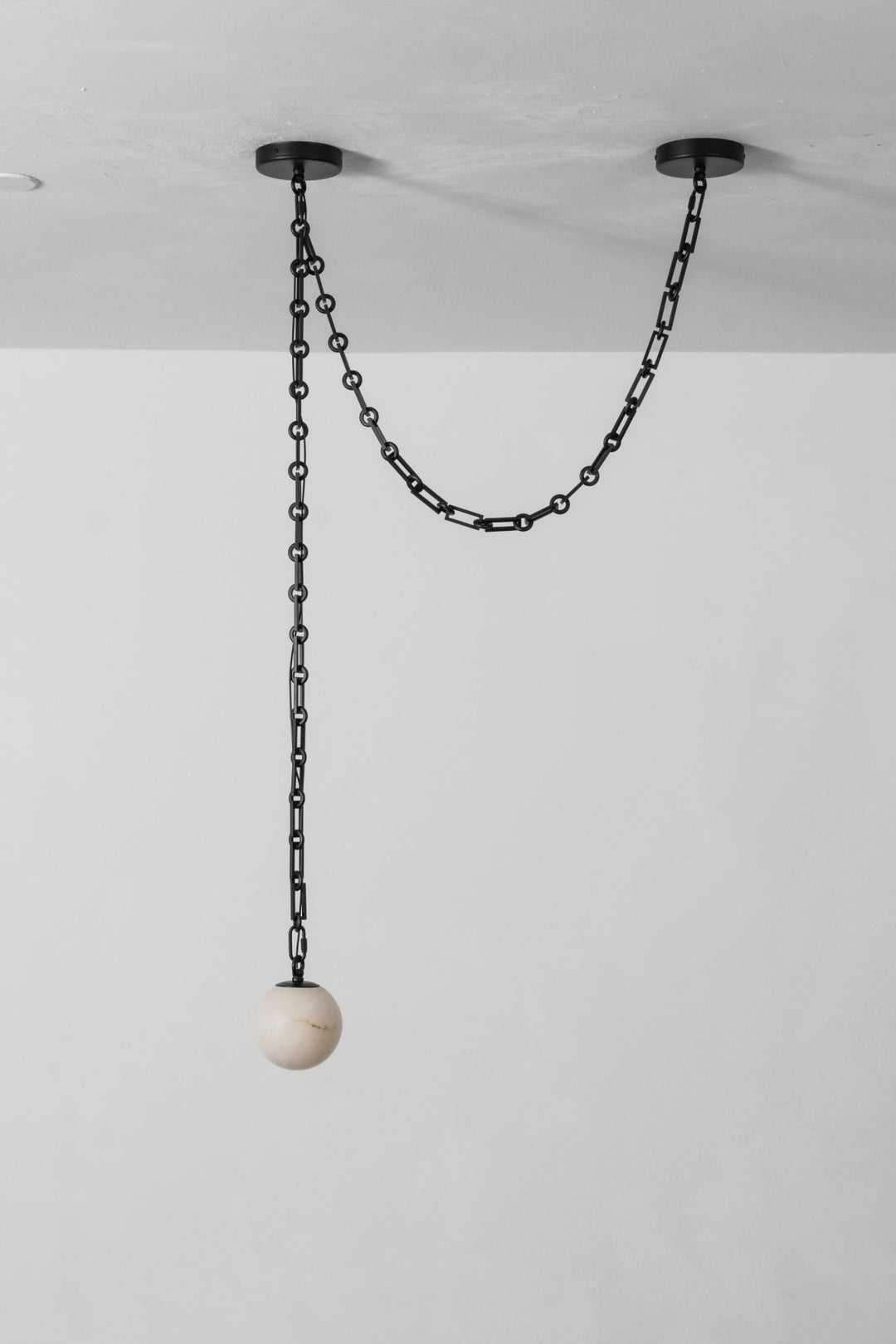Industrial Alabaster Orb Chain Chandelier - Vakkerlight