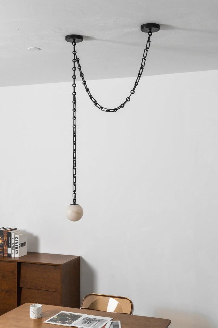 Industrial Alabaster Orb Chain Chandelier - Vakkerlight