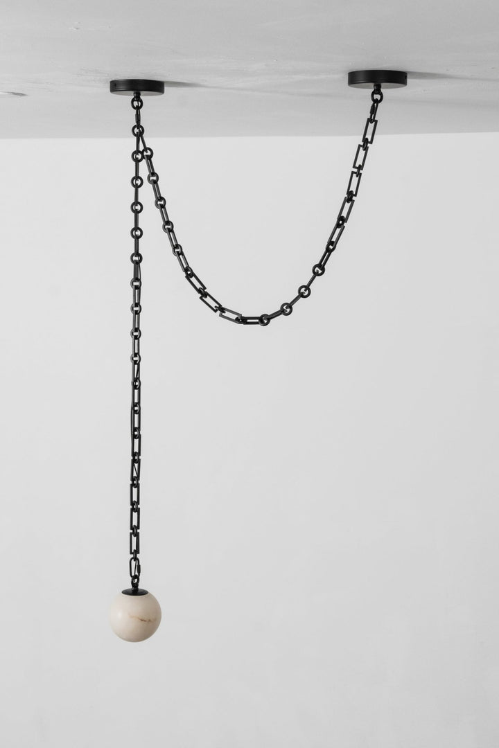 Industrial Alabaster Orb Chain Chandelier - Vakkerlight