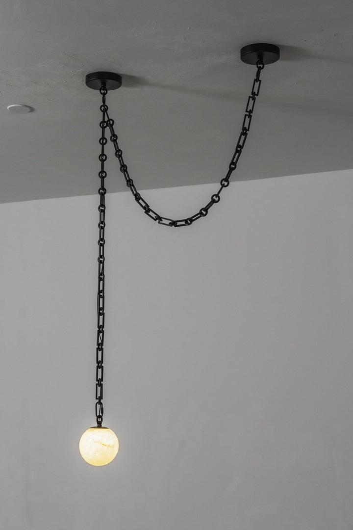 Industrial Alabaster Orb Chain Chandelier - Vakkerlight
