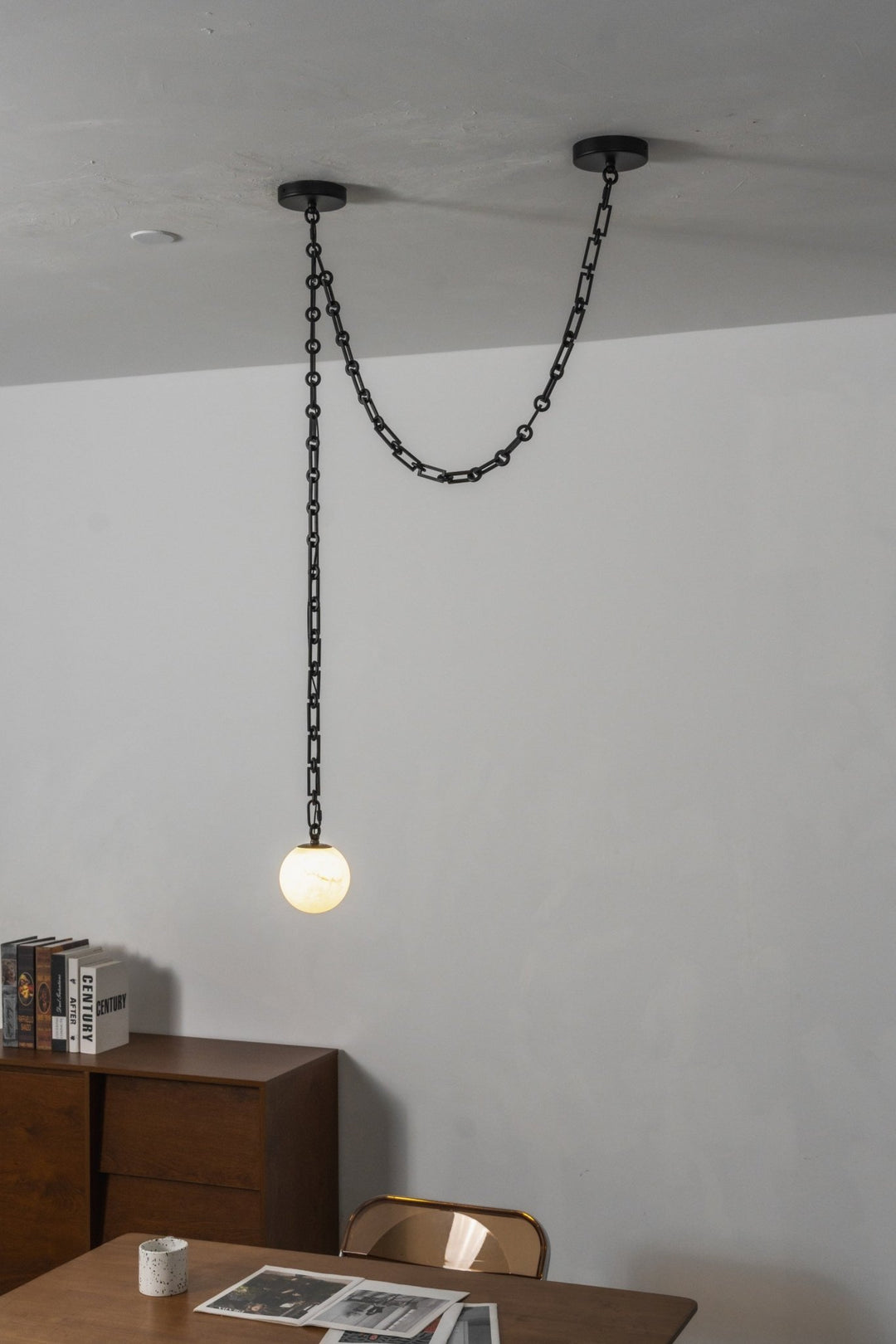 Industrial Alabaster Orb Chain Chandelier - Vakkerlight