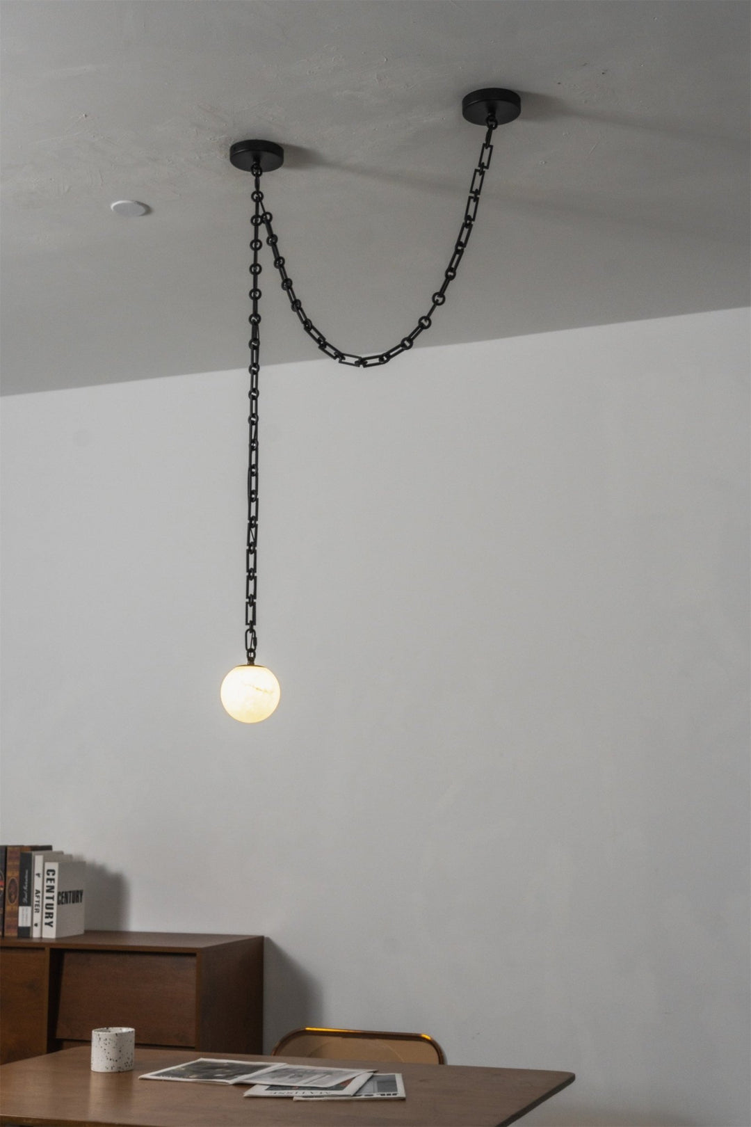 Industrial Alabaster Orb Chain Chandelier - Vakkerlight