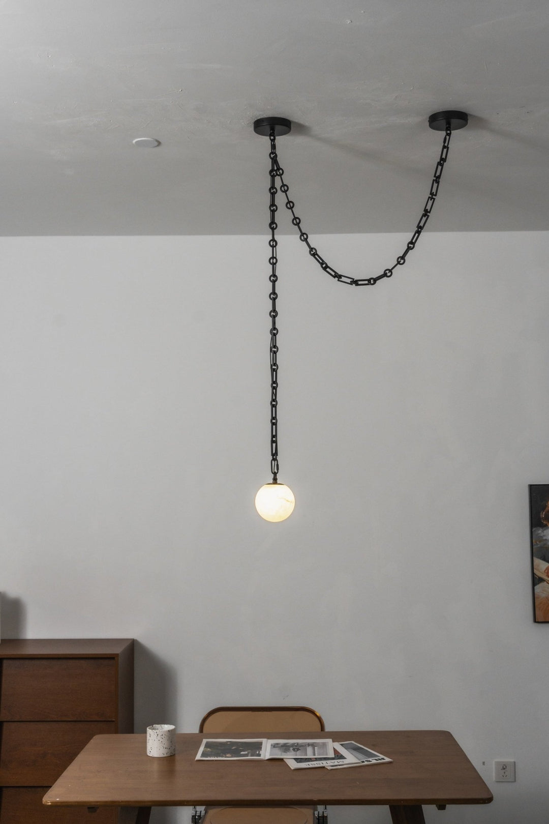 Industrial Alabaster Orb Chain Chandelier - Vakkerlight